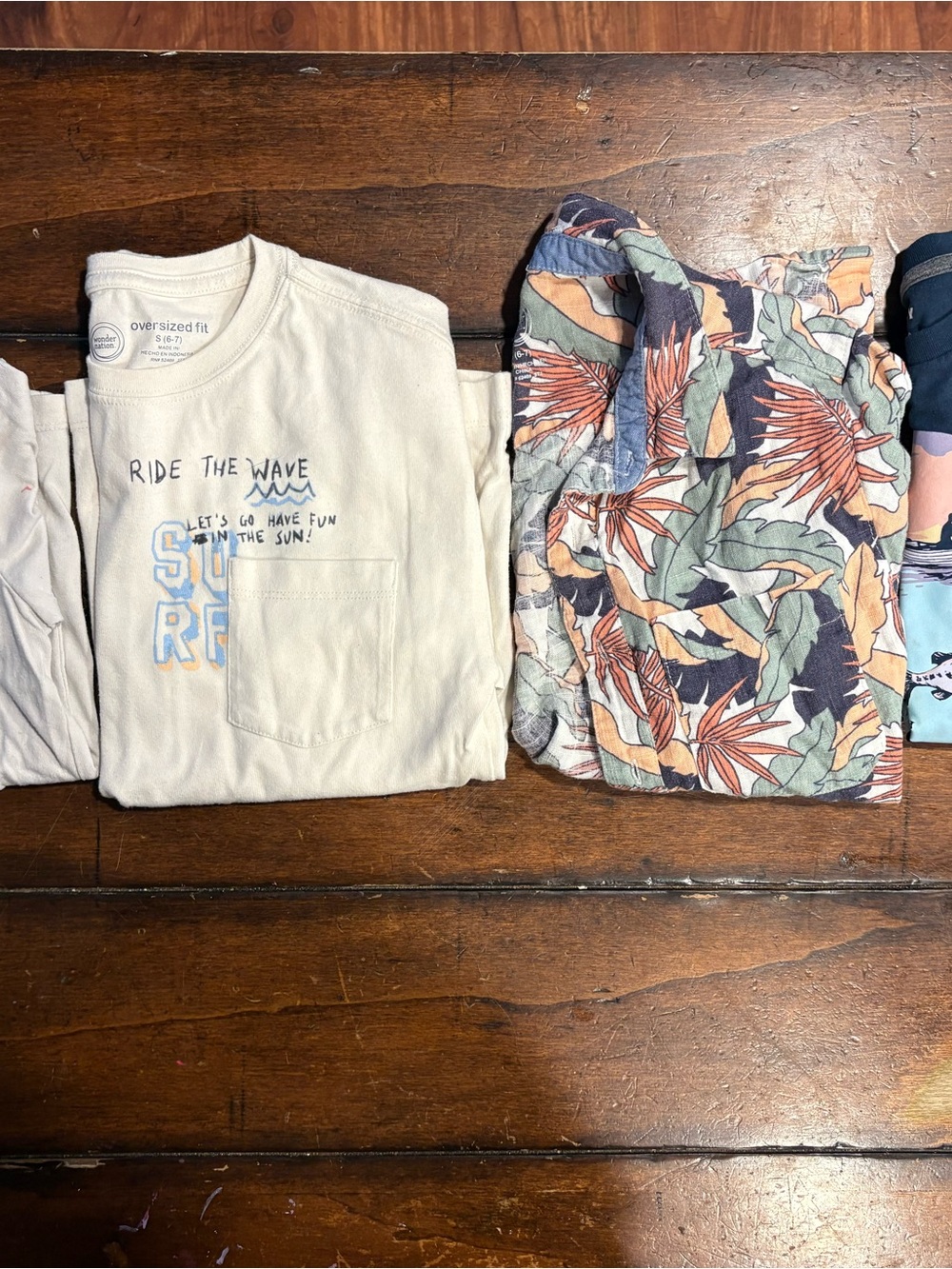 Kids Cream 'Ride The Wave' Pocket Tee - Unbranded